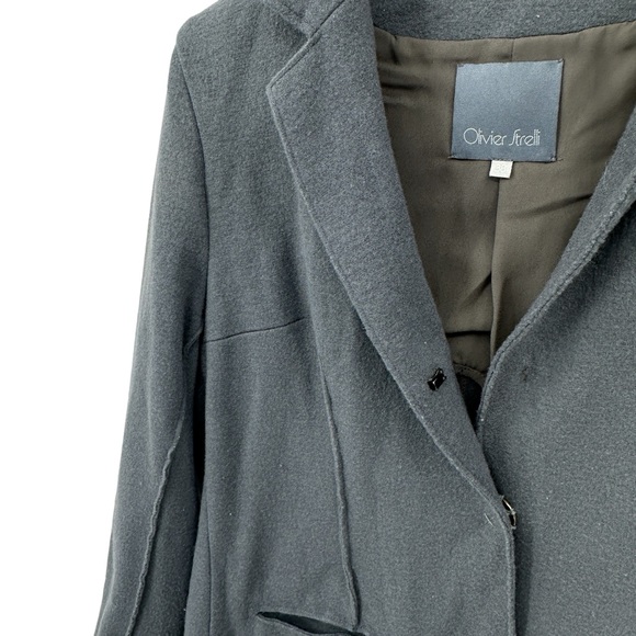 OLIVIER STRELLI Jacket Snap Closure Coat Wool Blend Belgium Gray - Picture 5 of 8